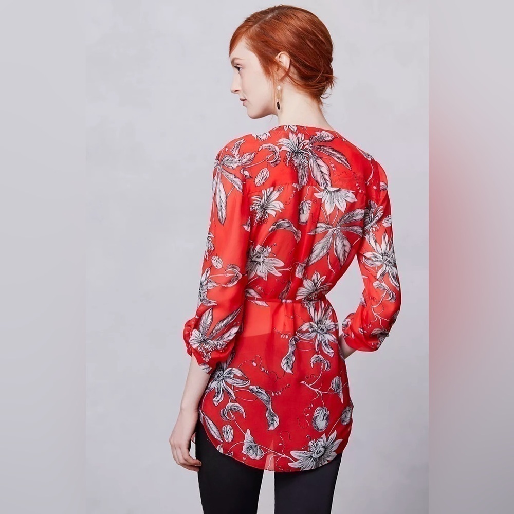 Anthropologie Leifsdottir Silk Cattleya Tunic, Size 4 - Picture 3 of 8